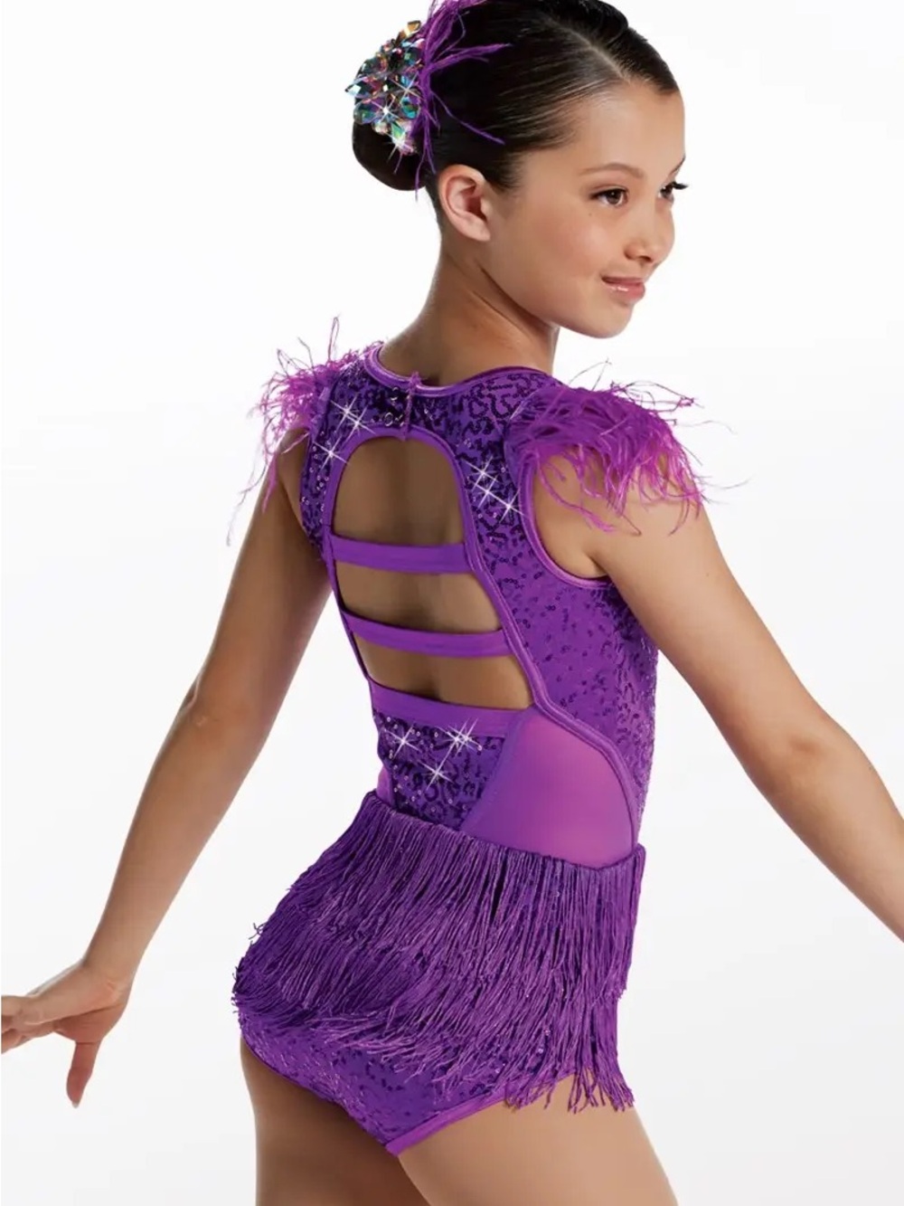 Weissman Purple Feathered Fringe Dance Costume